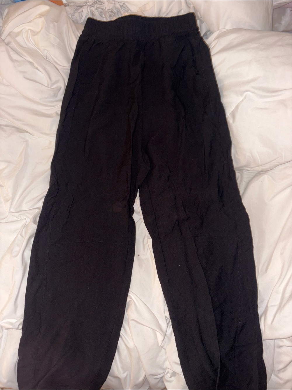 Women’s Black Elastic-Waist linen Pants